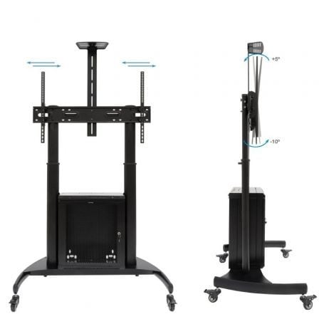 Soporte de suelo inclinable con ruedas tooq narnia fs20500m-b para tv de 60-100"/ hasta 100kg