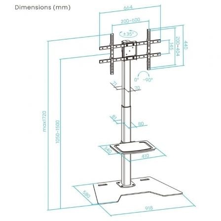 Soporte de suelo rotatorio/ajustable tooq fs2284m-b para tv de 37-70"/ hasta 70kg