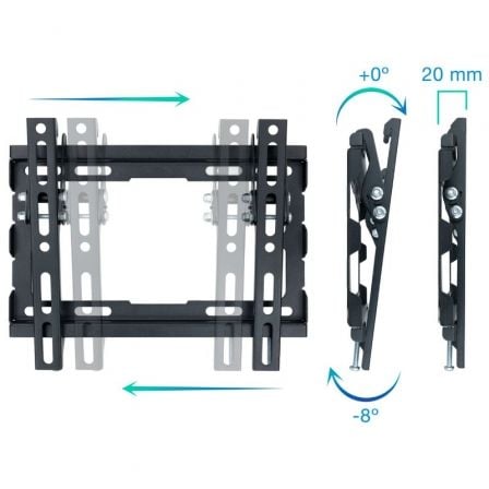 Soporte de pared inclinable tooq lp1044t-b para tv de 23-43"/ hasta 45kg
