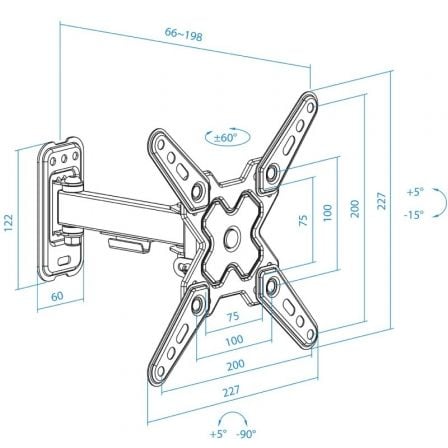 Soporte de pared extensible/ giratorio/ inclinable tooq lp1343tn-b para tv de 13-43"/ hasta 20kg