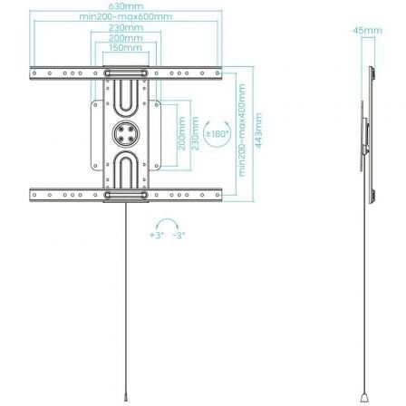 Soporte de pared giratorio/ inclinable/ nivelable tooq lp3780f-r para tv de 37-80"/ hasta 50kg