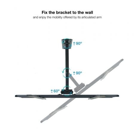 Soporte de pared giratorio/ inclinable/ nivelable tooq lp7863tn-b para tv de 37-70"/ hasta 35kg