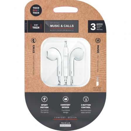 Auriculares intrauditivos tech one tech eartech tec1001/ con micrófono/ jack 3.5/ blancos