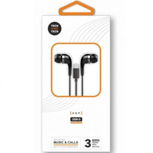 Auriculares intrauditivos tech one tech eartech tec1305/ con micrófono/ usb tipo-c/ negros