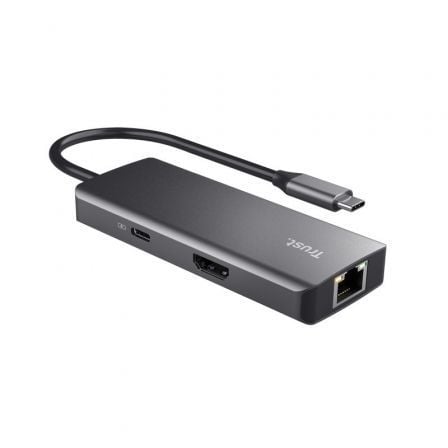 Docking usb tipo-c trust dalyx/ 2xusb/ 2xusb tipo-c/ 1xhdmi 4k/ 1xrj45/ gris