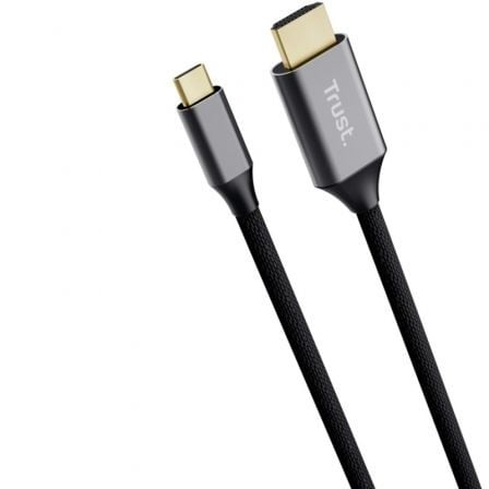art_tru-cab-calyx_1 Cable conversor hdmi 4k trust calyx/ usb tipo-c macho - hdmi macho/ 2m/ gris