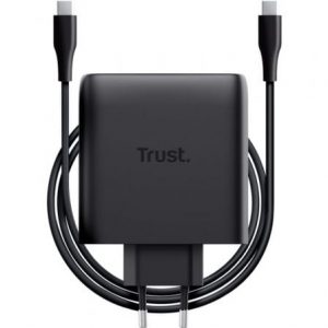 art_tru-carga-maxo-100w-2c-bk_1 Cargador de pared gan trust maxo 100w/ 2xusb tipo-c/incluye cable usb tipo-c/ 100w