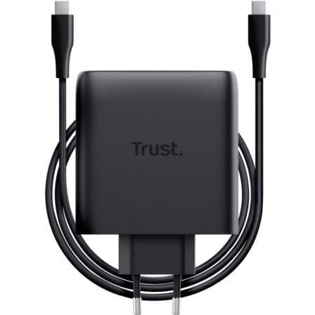 art_tru-carga-maxo-100w-2c-bk_1 Cargador de pared gan trust maxo 100w/ 2xusb tipo-c/incluye cable usb tipo-c/ 100w