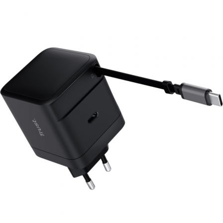 Cargador de pared trust maxo 65w/ 1xusb tipo-c/ incluye cable usb tipo-c retráctil/ 65w