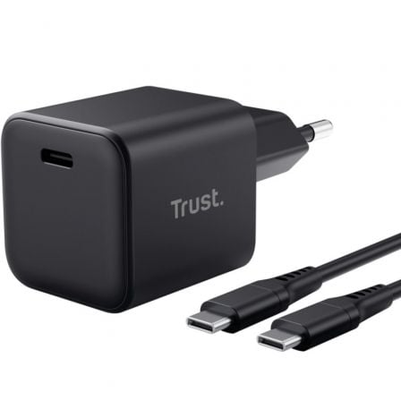 Cargador de pared gan trust maxo 65w ultrareducido/ 1xusb tipo-c/ incluye cable usb tipo-c/ 65w