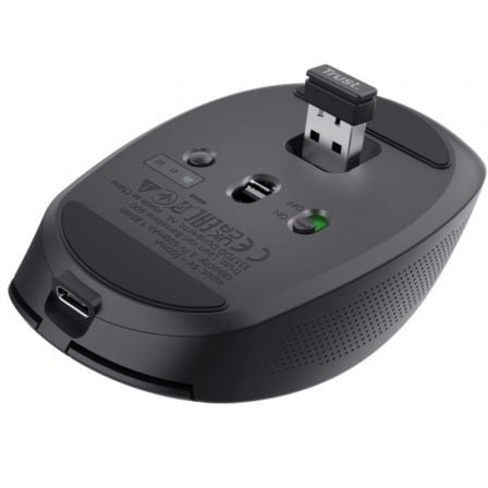 Ratón inalámbrico por bluetooth trust ozaa compact wireless/ batería recargable/ hasta 3200 dpi/ negro