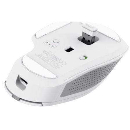 Ratón inalámbrico por bluetooth trust ozaa+/ batería recargable/ hasta 3200 dpi/ blanco