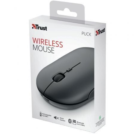 Ratón inalámbrico por bluetooth trust puck/ batería recargable/ hasta 1600 dpi