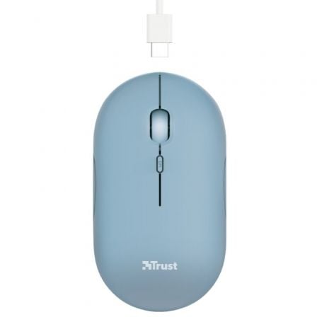 Ratón inalámbrico por bluetooth trust puck/ batería recargable/ hasta 1600 dpi/ azul