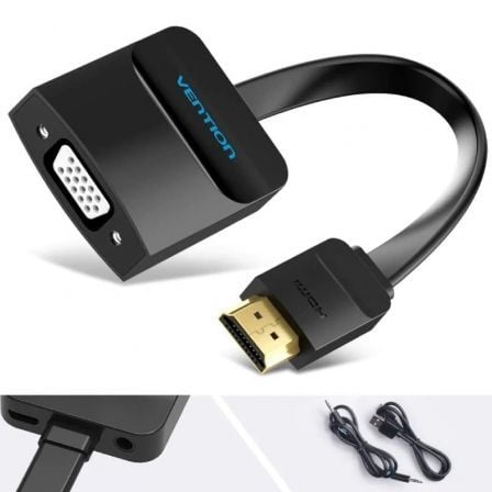 Conversor vention 42161 hdmi macho - vga hembra - jack 3.5 hembra/ 15cm/ negro