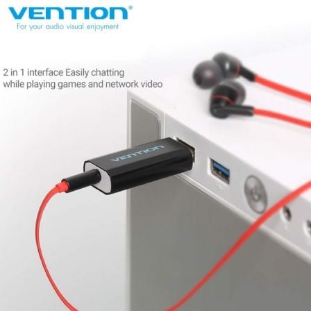 Tarjeta de sonido vention vab-s15-b/ usb macho - jack 3.5 hembra