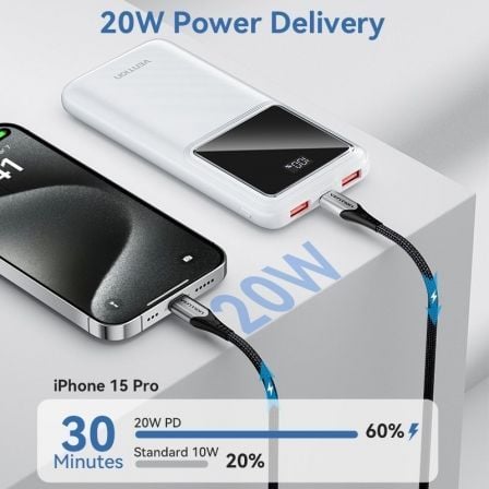 Powerbank 10000mah vention fhkw0/ 22.5w/ blanca
