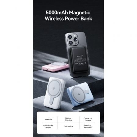 Powerbank 5000mah vention fhsb0/ 20w/ wireless/ negra