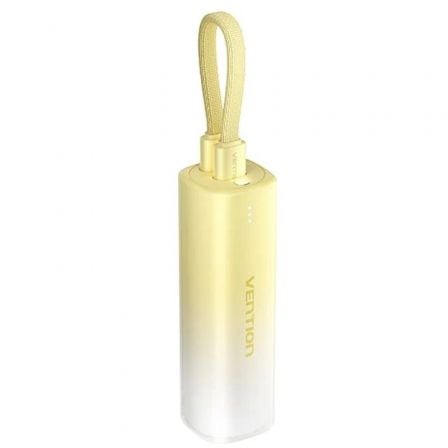 Powerbank 5000mAh Vention FHWY0/ 20W/ Amarilla/ Incluye Cable USB Tipo-C y Lightning