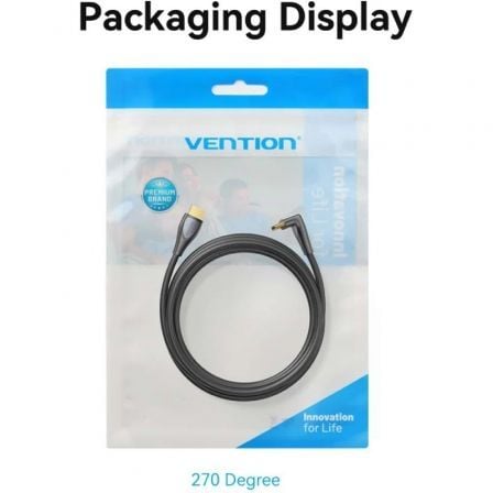 Cable hdmi 2.0 4k acodado vention alqbg/ hdmi macho - hdmi macho/ 1.5m/ negro