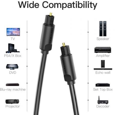 Cable de audio de fibra óptica vention baebh/ 2m/ negro