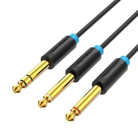 Cable estéreo vention batbh/ jack 6.35 macho - 2x jack 6.35 macho/ 2m/ negro