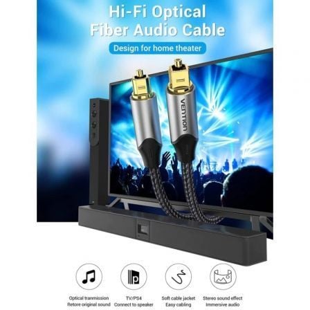 Cable de audio de fibra óptica vention bavhf/ 1m/ gris