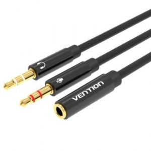 art_ven-cab-bbtby_1 Cable estéreo vention bbtby/ 2x jack 3.5 macho - jack 3.5 hembra/ 30cm/ negro