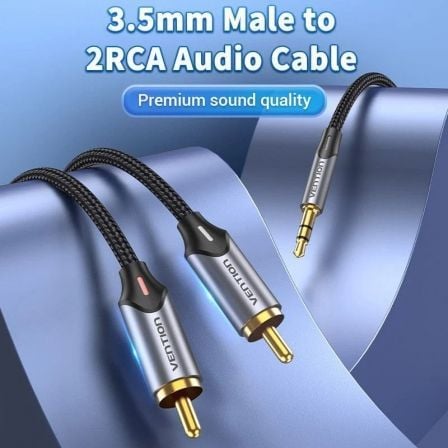 art_ven-cab-bcnbg_3 Cable audio vention bcnbg/ 2x rca macho - jack 3.5 macho/ 1.5m/ gris