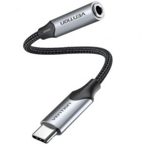 Conversor vention bgmhf/ jack 3.5 hembra - usb tipo-c macho/ 1m/ gris