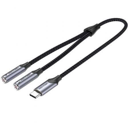 art_ven-cab-bgnhy_1 Cable conversor usb tipo-c vention bgnhy/ usb tipo-c macho - 2x jack 3.5 hembra/ 30cm/ gris