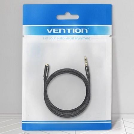 Cable estéreo vention bhcbd/ jack 3.5 macho - jack 3.5 hembra/ 50cm/ negro