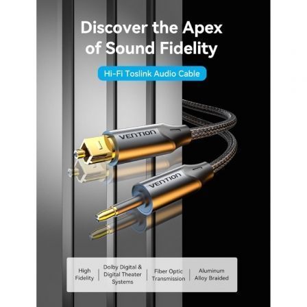 Cable de audio de fibra óptica vention bkcbg/ 1.5m/ negro