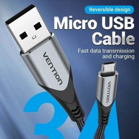 Cable usb 2.0 vention cochd/ usb macho - microusb macho/ 480mbps/ 50cm/ negro
