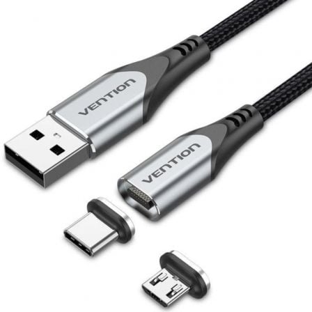 art_ven-cab-cqmhd_1 Cable de carga magnético usb tipo-c con adaptador microusb vention cqmhd/ microusb macho - usb tipo-c macho/ usb macho/ hasta