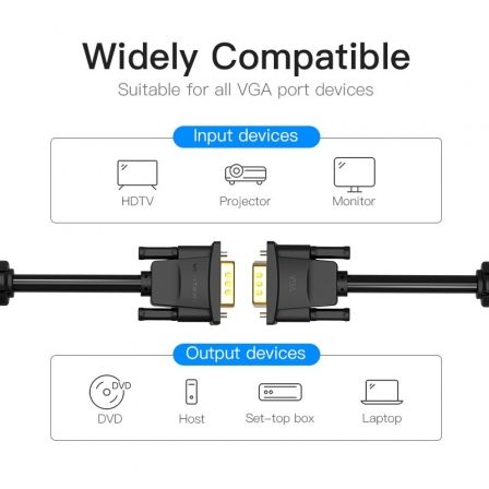 Cable vga vention dadbl/ vga macho - vga macho/ 10m/ negro
