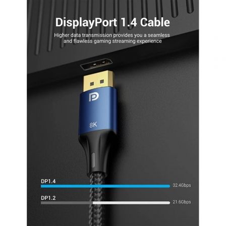 Cable vention hcelf/ displayport macho - displayport 8k macho/ 1m/ azul