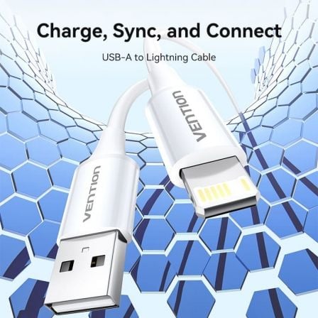 Cable usb 2.0 lightning vention laiwf/ usb macho - lightning macho/ 480mbps/ 1m/ blanco