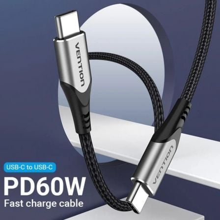 art_ven-cab-tadhg_2 Cable usb 2.0 tipo-c vention tadhg/ usb tipo-c macho - usb tipo-c macho/ hasta 60w/ 480mbps/ 1.5m/ gris