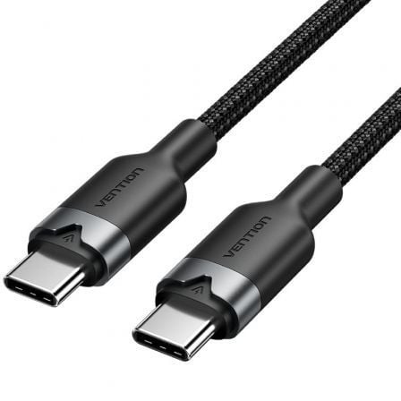 Cable usb 2.0 tipo-c 3a vention trdbf/ usb tipo-c macho - usb tipo-c macho/ hasta 60w/ 480mbps/ 1m/ negro