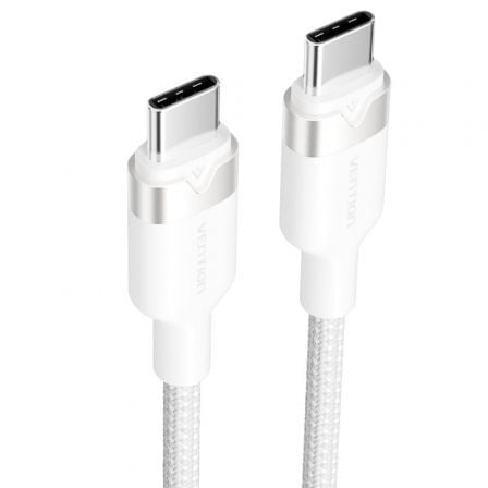 Cable usb 2.0 tipo-c 3a vention trdwf/ usb tipo-c macho - usb tipo-c macho/ hasta 60w/ 480mbps/ 1m/ blanco