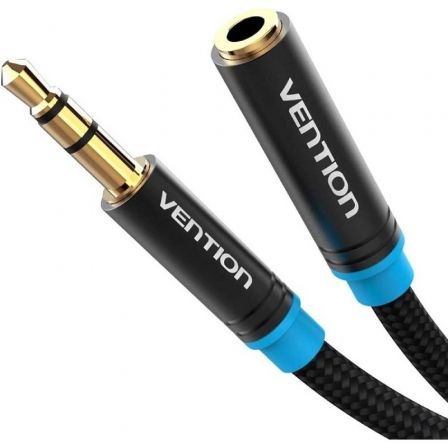 Cable estéreo vention vab-b06-b100-m/ jack 3.5 macho - jack 3.5 hembra/ 1m/ negro