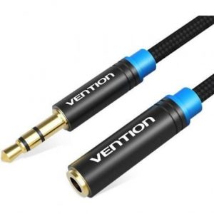 Cable estéreo vention vab-b06-b500-m/ jack 3.5 macho - jack 3.5 hembra/ 5m/ negro