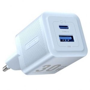 Cargador de pared gan vention feql0-eu/ 1xusb tipo-c/ 1xusb/ 30w