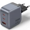 Cargador de pared gan vention fexh0-eu/ 2xusb tipo-c/ 1xusb/ 70w