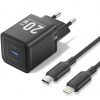 Cargador de pared gan vention tz-fepb0-eu-02/ 1xusb tipo-c + cable lightning/ 20w
