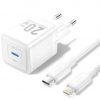 Cargador de pared gan vention tz-fepw0-eu-02/ 1xusb tipo-c + cable lightning/ 20w