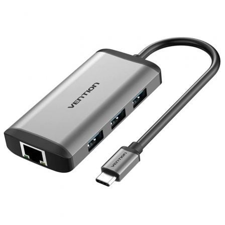 Docking usb tipo-c vention cnchb/ 1xhdmi 4k/ 3xusb/ 1xusb tipo-c pd/ 1xrj45/ gris