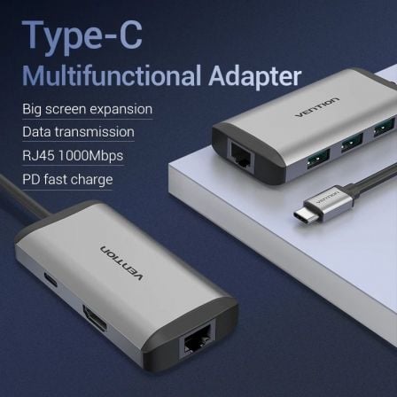 Docking usb tipo-c vention cnchb/ 1xhdmi 4k/ 3xusb/ 1xusb tipo-c pd/ 1xrj45/ gris
