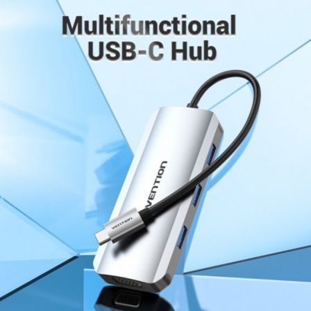 Docking usb tipo-c vention toihb/ 1xhdmi 4k/ 1xvga/ 3xusb/ 1xusb tipo-c pd/ gris